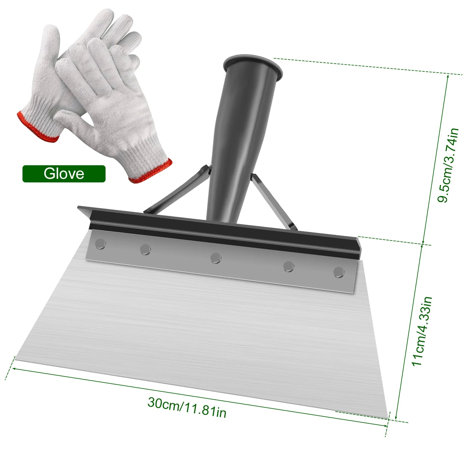 Multi-Use Cleaning Shovel Head 9.8inch Garden Pig Farm Pigeon Chicken Coop Manure Shovel Stainless Steel Weeding Hand Shovel