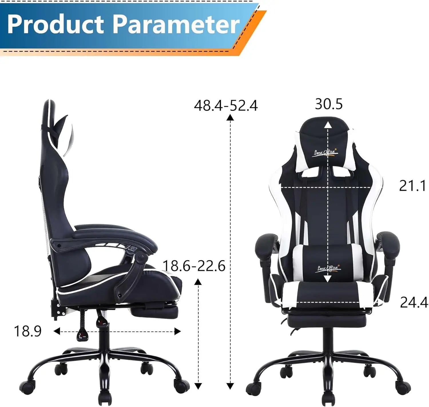 Paylesshere Ergonomic Racing Desk Chair Computer Chair Gaming Chair With Footrest Lumbar Support Headrest Armrest Task Rolling