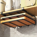 Kitchen Hanging Organizer Rack with Hooks Under Cupboard Paper Towel Rags Hanger Cutting Board Pot Cover Holder Storage Shelf