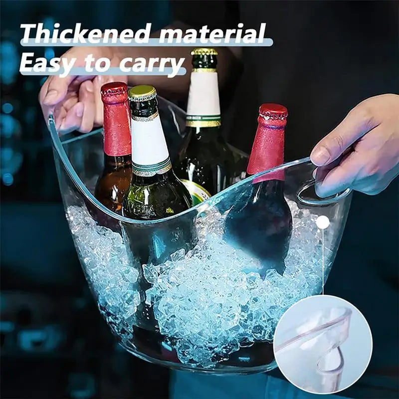 clear Bucket Multifunctional Drink Tub with Scoops Included Large Cooling Ice Bucket for Champagne Wine Beer Bar Supplies