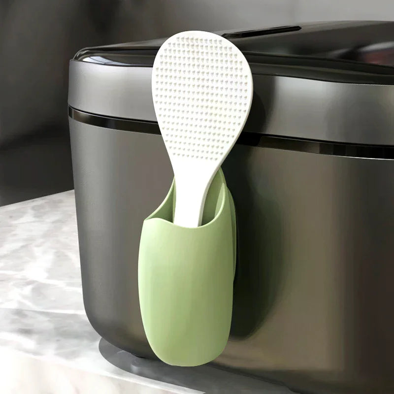 Kitchen Rice Scoop Holder Traceless Rice Cooker Spatula Organizer Tableware Storage Rack Spoon Holder Bathroom Utensil