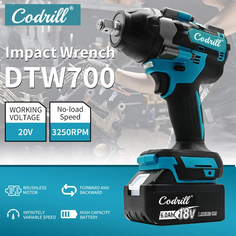 1800N.M Torque Brushless Electric Impact Wrench Cordless Electric Wrench 1/2 inch for Makita 18V Battery Pins Screwdriver Tools