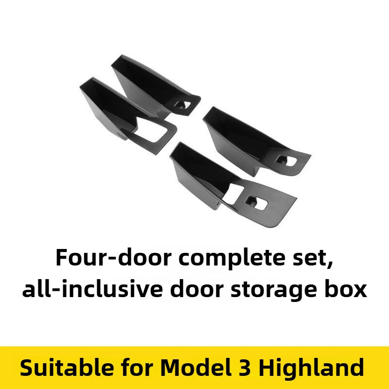4Pcs Door Handle Storage Box Side Door Box for Tesla Model Y/Highland Model 3  Four-door Inner Handle Decor Car Accessories