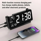 Digital Clock Projector HD LED Display Clock On Ceiling With Temperature Sensor Smart Bedside Alarm Clock 180 Degree Rotatable