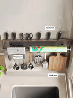 Stainless Steel Kitchen Paper Towel Rack Wall Shelf with Hook Kitchen Gadgets Hanging Organizers Storage Utensils for Kitchen