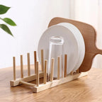 Wooden Dish Drainer Rack Kitchen Dishes Stand Plate Dish Drying Rack Pot Lid Racks Kitchen Organizer Drying Cups Display Shelf