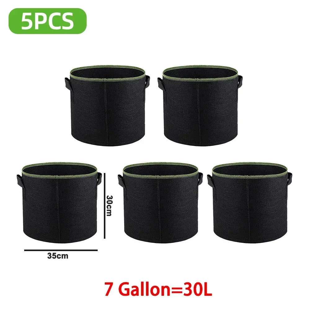 5Pcs 3/4/5/7/10 Gallon Felt Grow Bags Gardening Fabric Grow Pot Vegetable Strawberry Growing Planter Garden Potato Planting Pots