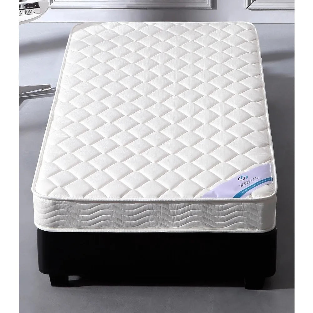 6 Inch Twin Mattress - Medium Firm Innerspring Support with Tight Top Memory Foam & Polyester Cover – Lightweigh -White