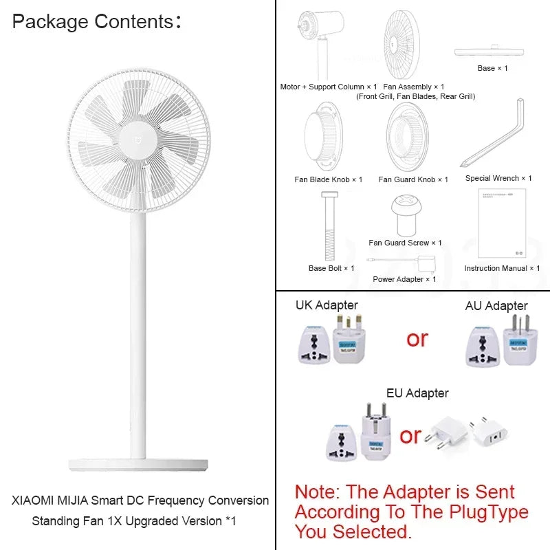 XIAOMI MIJIA Smart DC Frequency Conversion Standing Fan 1X Upgraded Version，Support Power Bank Power Supply，Support MIJIA APP