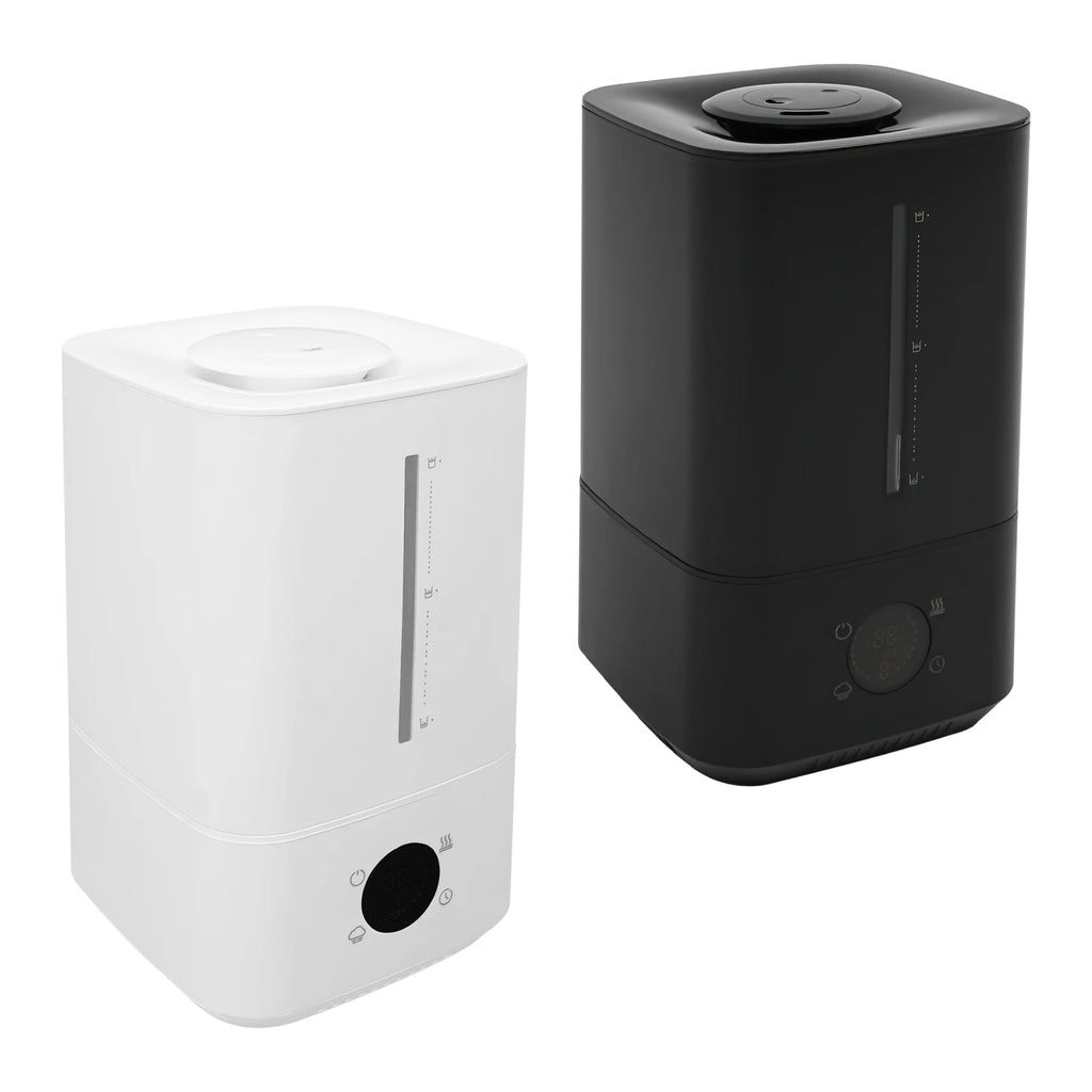 6L White/Black Hot&cold Mist Humidifier 2-in-1 Adjustable Air Humidifier Home Office 360° Rotating Dual Nozzle Humidificador