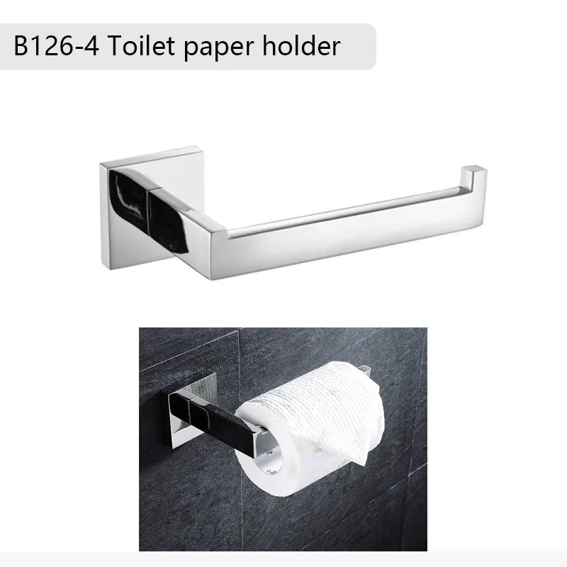 Chrome Polished Bathroom Hardware Mirror Chrome Polished Towel Rack Toilet Paper Holder Towel Bar Hook Bathroom Accessories