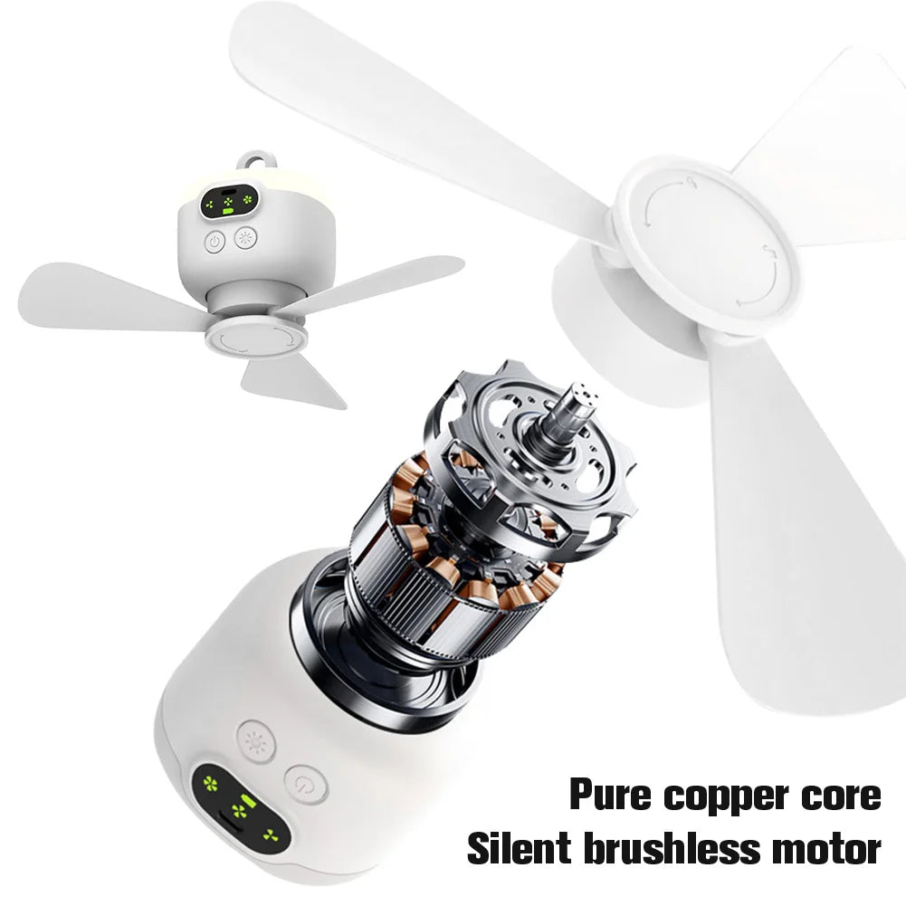 Portable Wireless Ceiling Fan Light Rechargeable Camping Fan with Remo