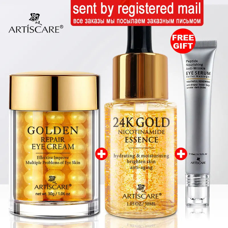 ARTISCARE 24K Gold Anti-Aging Skincare Set: Face & Eye