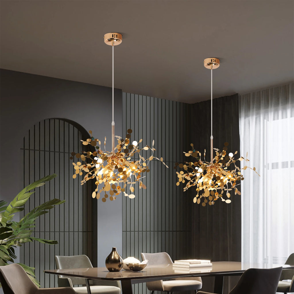 Nordic LED Stainless Steel Pendant Lamp Indoor Dcora Bedroom LED Chandelier Lighting Fixtures for Living Room Gold /Silvery New