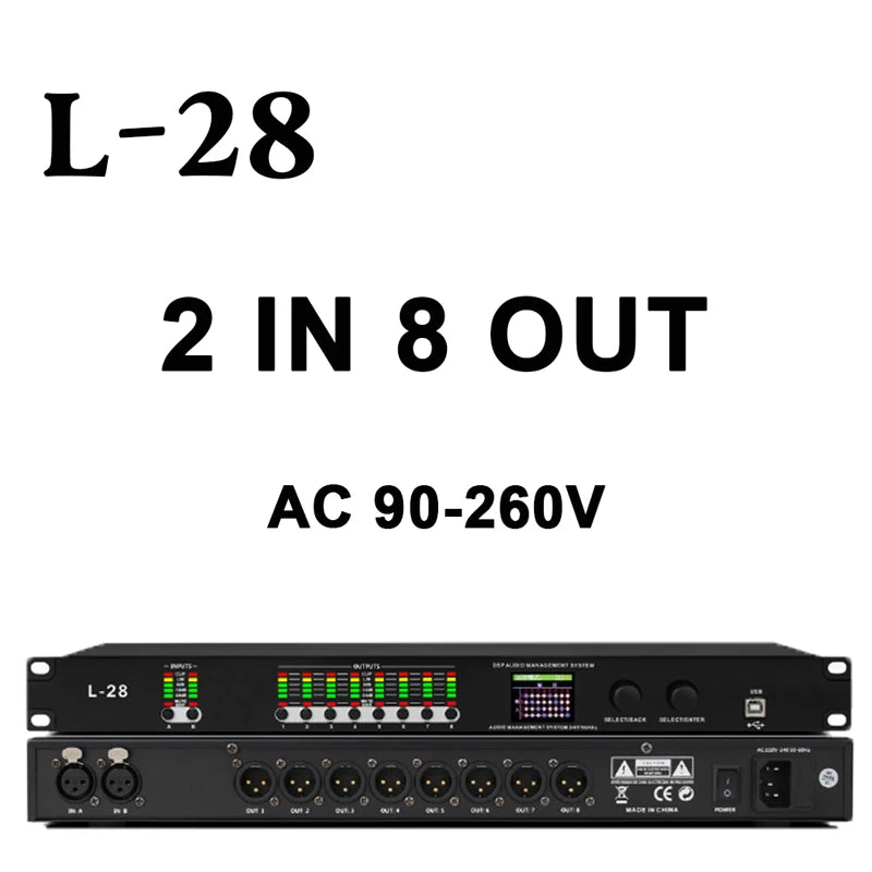 Paulkitson L-48 Professional Digital Audio Processor 4 IN 8 OUT 32-bit DSP Audio Speaker Management System Stage Performance