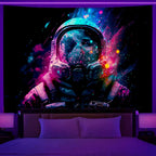 Fluorescent Wall Hanging Astronaut Tapestry Bedroom Room Art Decoration Background Fabric Hippie Party Decoration