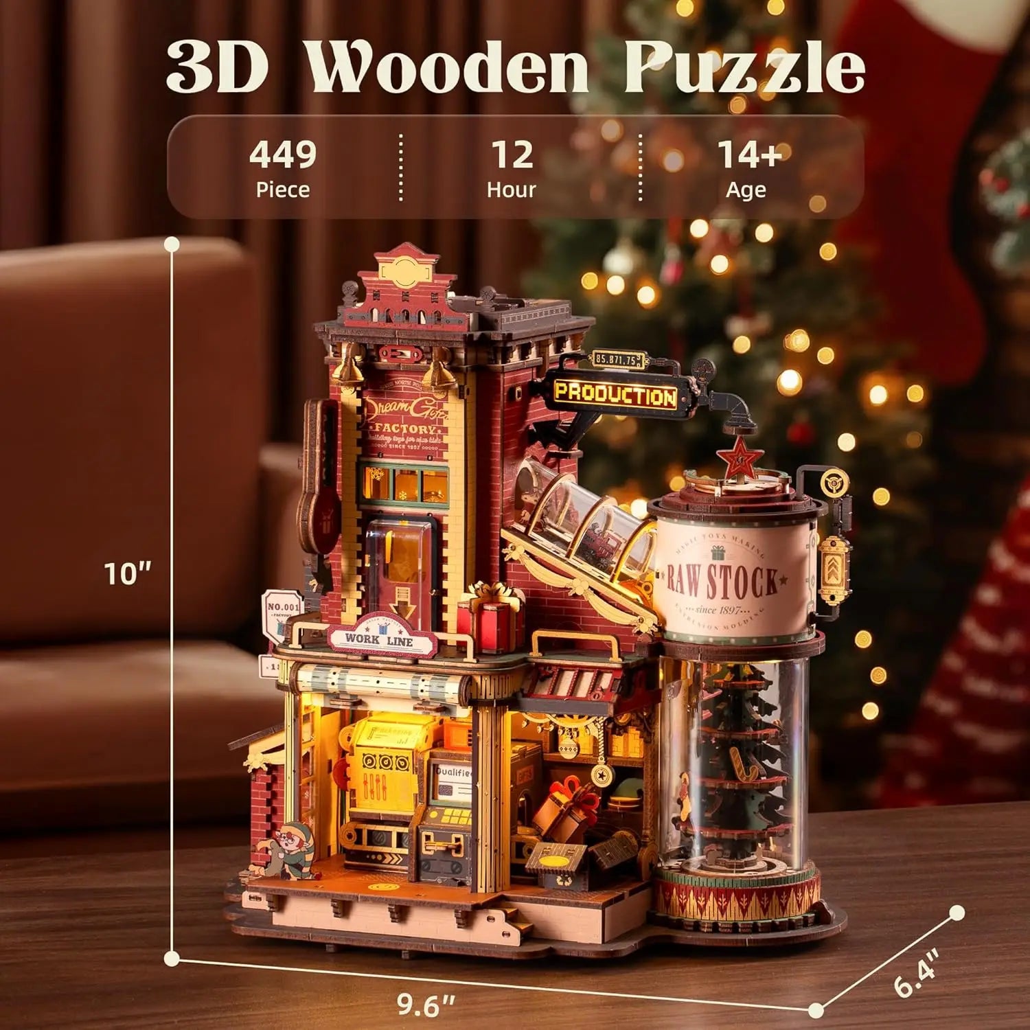 3D Wooden Puzzle Music Box Kit - "Christmas Dream Gift Factory" Model for Kids & Adults | AlluCanFind