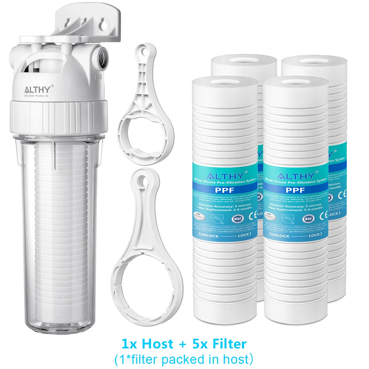 ALTHY 5 Micron Whole House Sediment Water Filter System Prefilter Puri