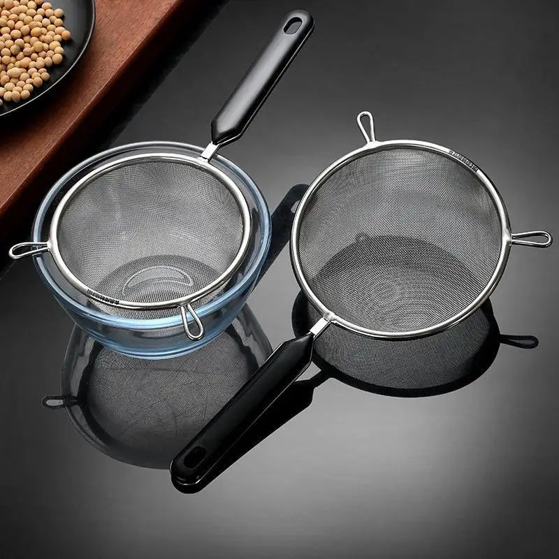 Ergonomic Kitchen Strainer with Non-Slip Handle & Hook Dishwasher Safe for Christmas Recipe Making Pasta Draining