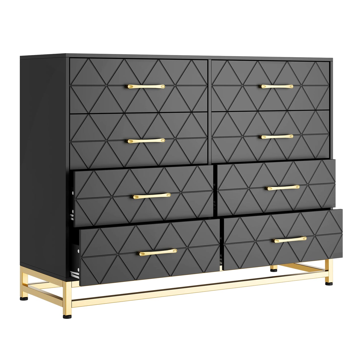 8 Drawer Dresser with Metal Handles,Modern Wood Chest of Drawers,Sturdy Frame Bedroom Furniture for Closet Hallway