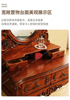 American all-solid wood dresser European retro carved dresser with mirror