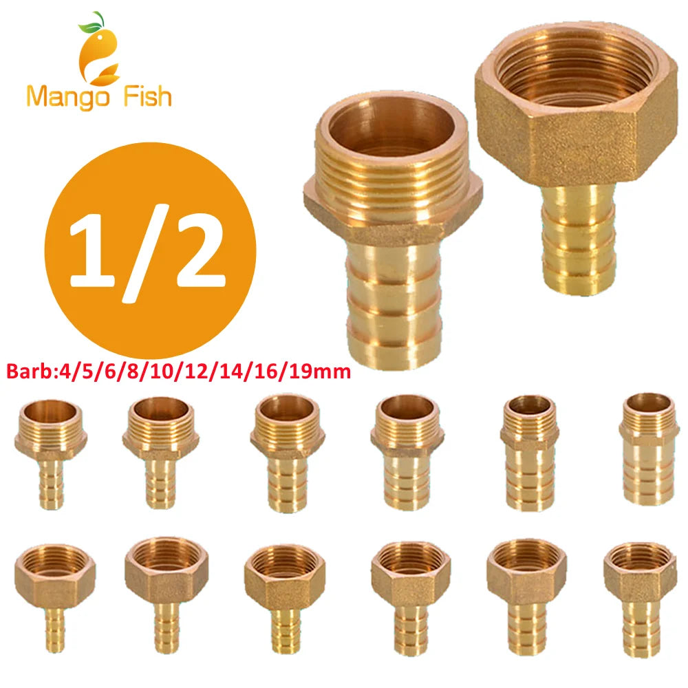 Brass Pipe Fitting 6/8/10/12/14/16mm Hose Barb Tail 1/8" 3/8" 1/4" BSP Male Connector Joint Copper Coupler Adapter