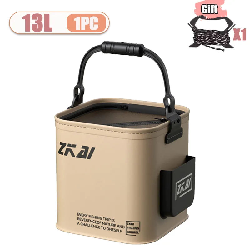 1-2PCS 8/13L Multi-Purpose Collapsible Fishing Bucke Water Pail  Durable Portable Handheld Bucket With Lid for Outdoor Camping