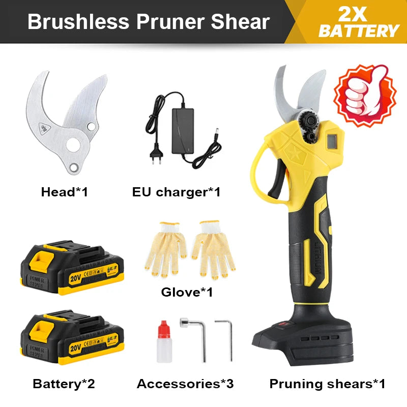 BABEQ 30mm Cordless Electric Scissors Rechargeable Brushless Electric Pruning Shears for Fruit Tree Bonsai Garden Tool Pruner