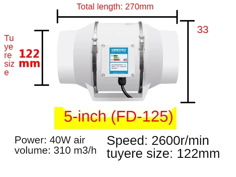 Exhaust Fan Home Mute Inline Duct Fan Bathroom Exhaust Fan Ventilation