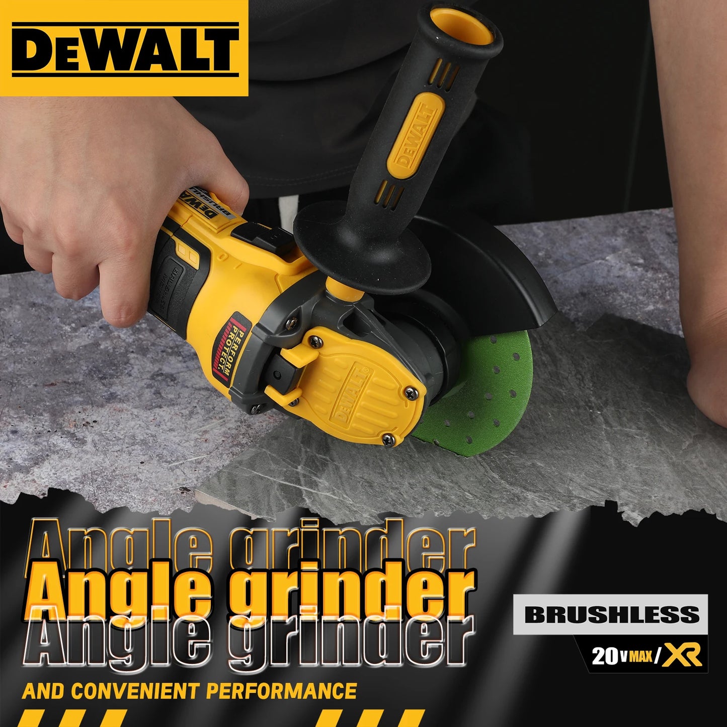 DEWALT DCG409 125mm Flat Head Angle Grinder Bare Machine Tool Cutting Machine 20V Lithium Battery Brushless Tools