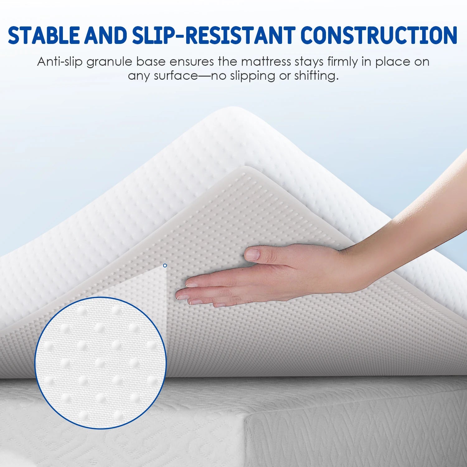 AUTHMIC Gel Foam Memory Mattress Topper 7-Zone Ergonomic Breathable Washable Cover Non-Slip for Home Sleep Comfort