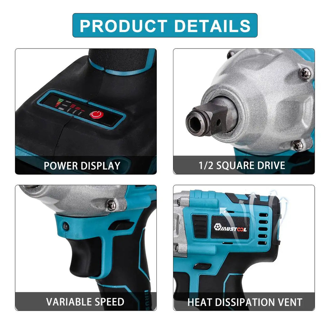 4pcs Electric Tool Kit Set Electric Impact Wrench/125mm Angle Grinder/13mm Electric Drill / Rotary Hammer For Makita 18V Battery