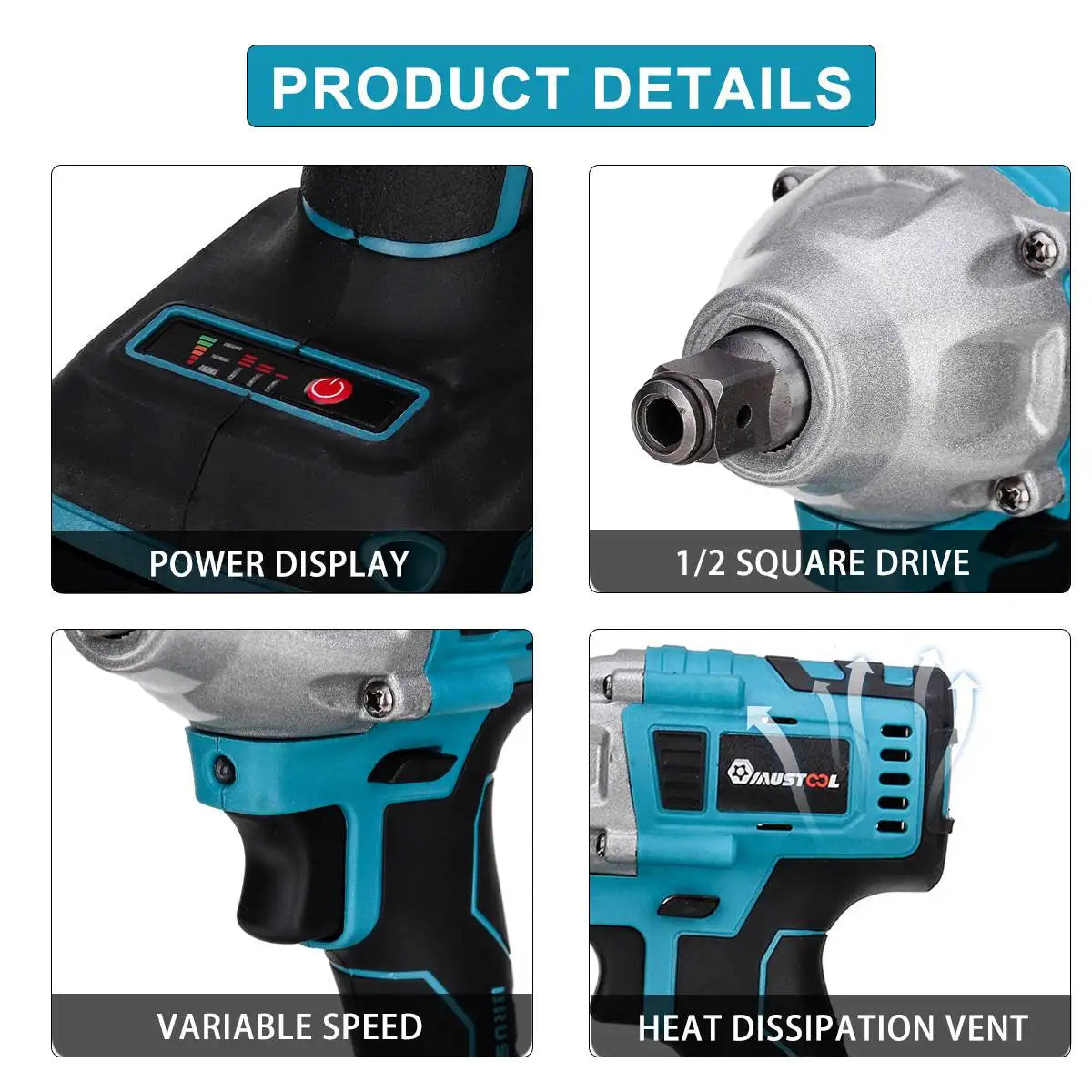 4pcs Electric Tool Kit Set Electric Impact Wrench/125mm Angle Grinder/13mm Electric Drill / Rotary Hammer For Makita 18V Battery