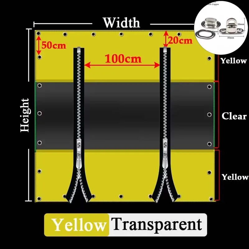 Customizable Transparent Zipper Tarpaulin with Twist Lock Pergola See Though Tarpaulin Heavy Duty Carwash Room Waterproof Screen