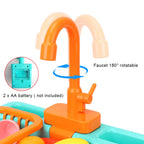 Kid Simulation Electric Dishwasher Wash Sink  Running Water Toy Role Playing House Kitchen Pretend Game Food Fruit Girl Boy Gift