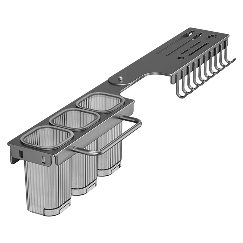 KYCOR-Wall-Mounted Multi-Functional Knife Holder - Folding Shelf For Kitchen, Includes Chopsticks Tube And Cutter Storage