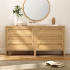 3 Drawer Dresser Set of 2 for Bedroom, Modern Chest of Drawers with Golden Handles, Wood Tall Nightstand,Natural Oak