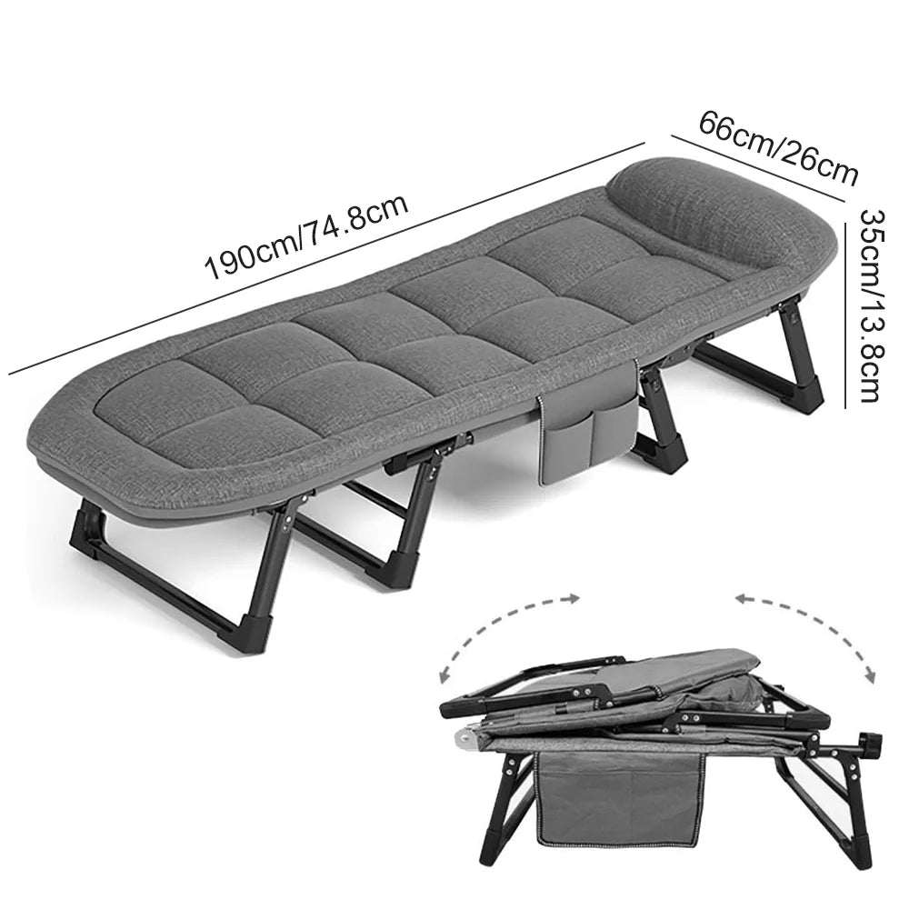 190*66*35CM Portable Folding bed Adult Cot with Mattress and Pillow Heavy Duty Frame Sleeping Cot Bed ,office lunch bed
