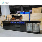 Customized Luxury Outdoor Kitchen Granite Garden Stainless Steel Waterproof Heavy Duty Gas BBQ Full Kitchen Cabinet Frame