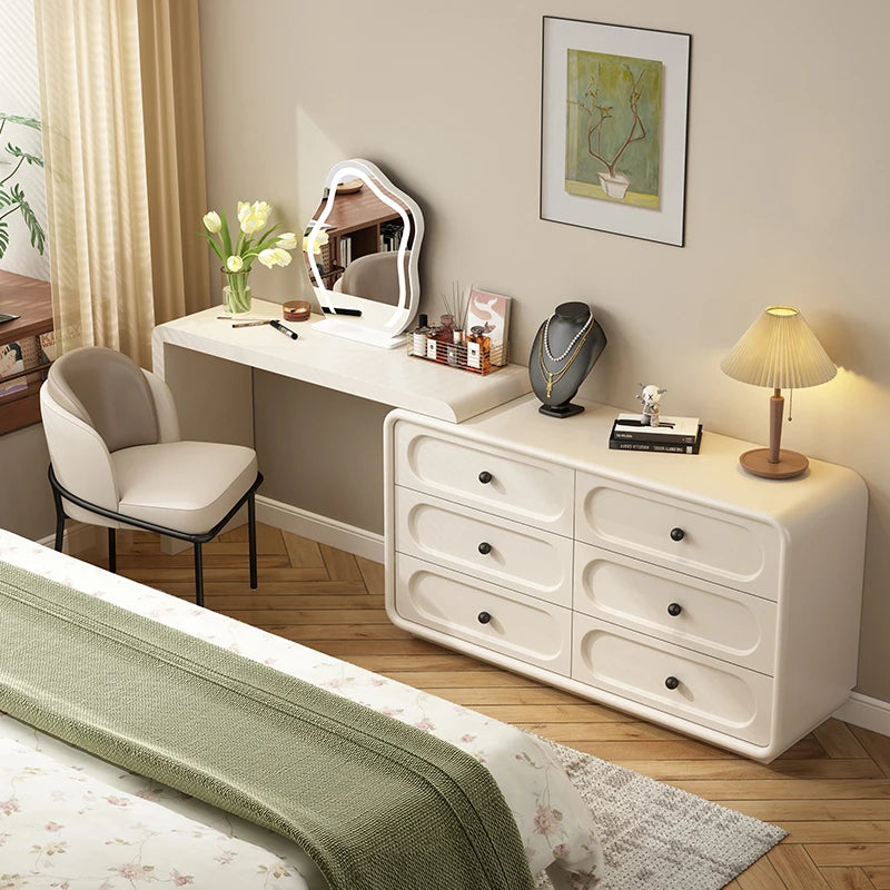 European Cream Dressing Table Storage Light Luxury Desgin Console Vanity Table Modern Drawers Penteadeira Postmodern Furniture