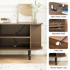 TV Stand with Power Outlet & Sliding Doors
