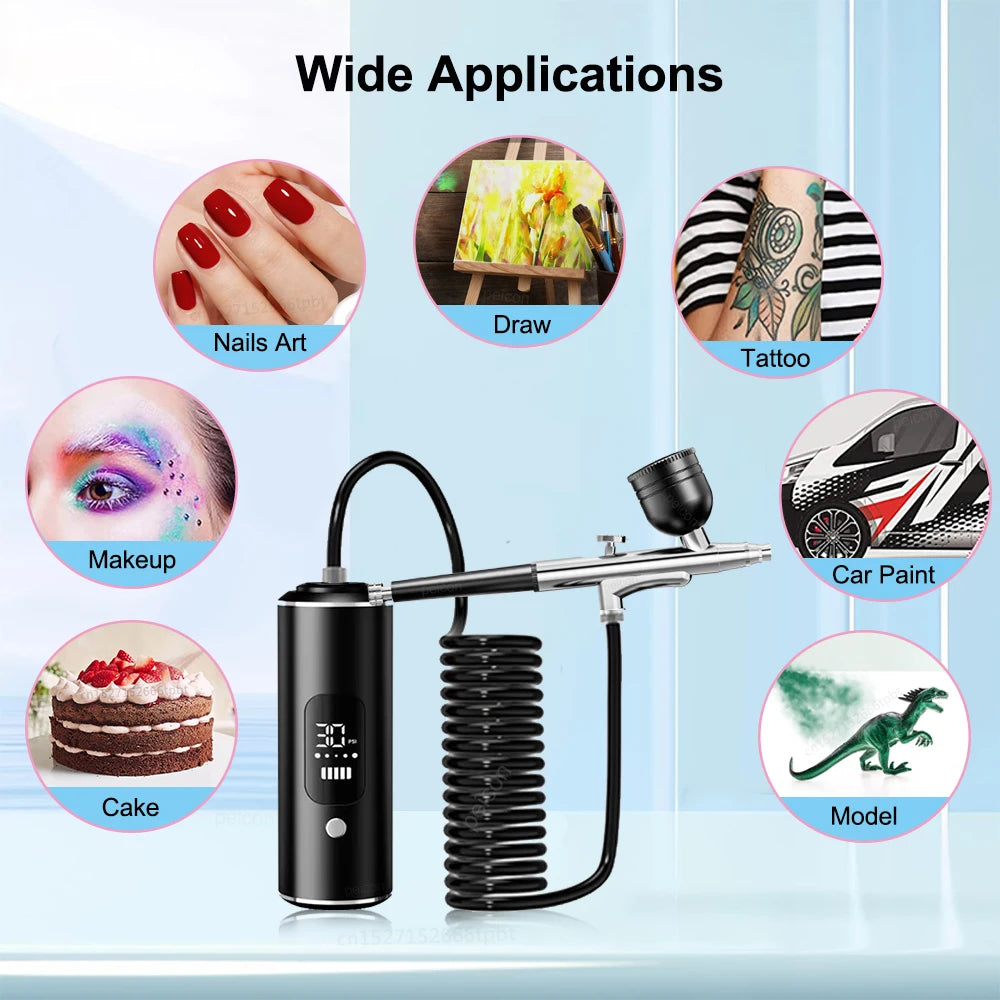 Airbrush Nail with Compressor Portable handheld Airbrush Painting Airbrush Spray Tool for Painting Nails Cake Tattoo Makeup