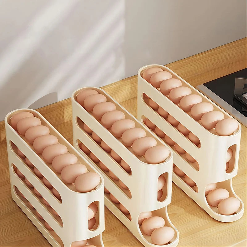 Kitchen Dedicated Roll Off Egg Storage Rack Refrigerator Egg Storage Box Automatic Scrolling Egg Holder Household