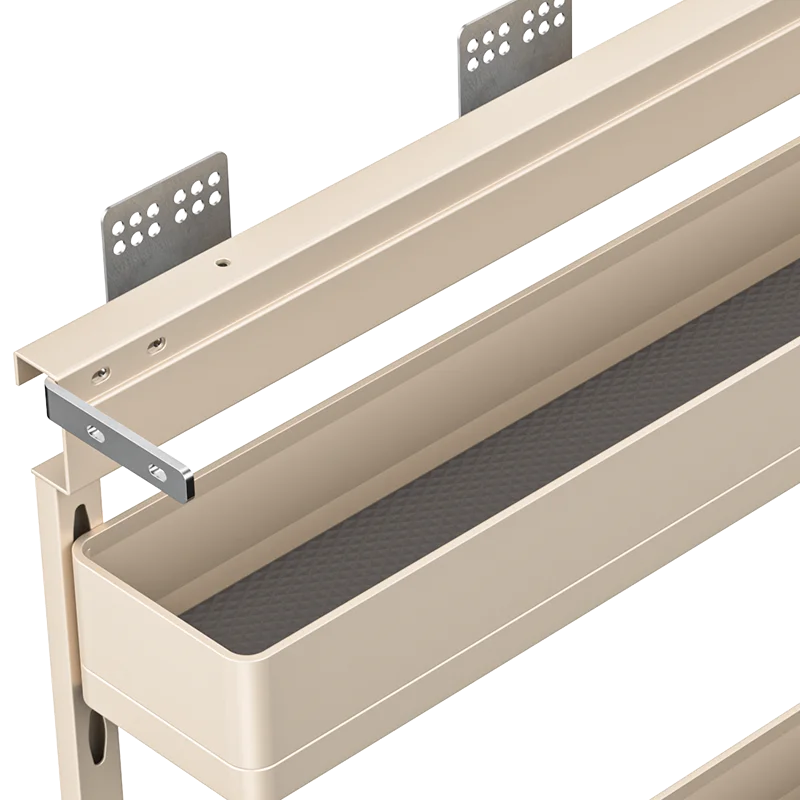 Champagne Color Kitchen Hardware Accessories Cabinets Condiments Bottle Storage Basket Pull Out Spice Rack