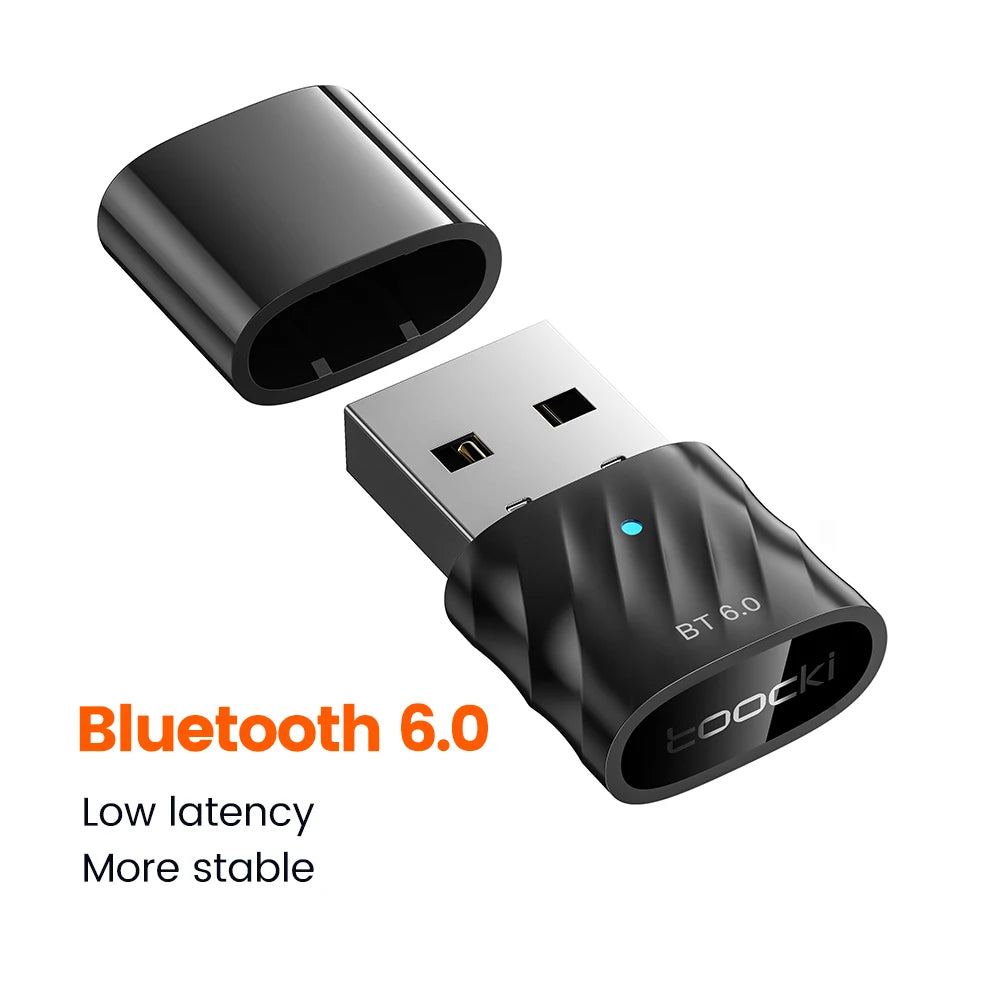 Toocki Bluetooth 6.0 USB Adapter Wireless Bluetooth Dongle Receiver Transmitter For PC Win 8.1 10 11 Phone Headset Speaker Mouse