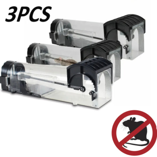 2pcs/3pcs Medium Plastic Mouse Trap Catch Mice Alive in Cage Multi Foot Pedal Reusable Indoor/Outdoor Mouse Trap