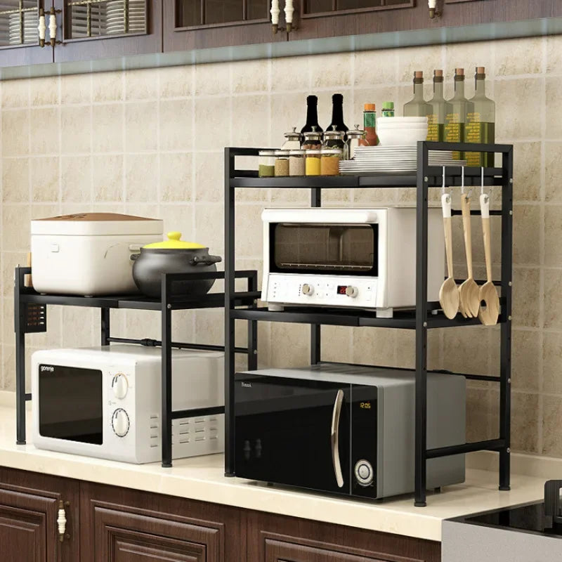 Large Capacity Kitchen Storage Shelves,Multi-Layer Dish Drainer,Microwave Oven Shelf,Space-Efficient Design,Functional Organizer