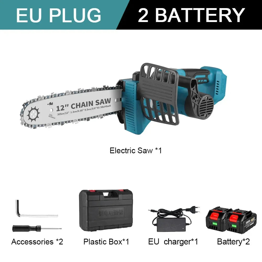 12 Inch Cordless Brushless Electric Chainsaw 18000RPM  Rechargeable Garden Wood Cutting Logging Saw For Makita 18V Battery Pin
