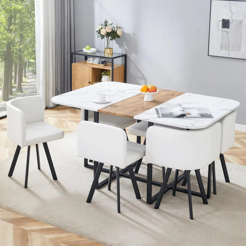 Kitchen & Dining Table Set with Cushioned Chairs