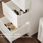 46.7" W Makeup Vanity Set with LED Lights & Mirror – Vanity Desk with 5 Drawers, 3 Color Lighting Modes, Dressing Table for Bedr